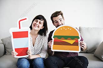 White couple with food icon