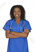 Beautiful African American woman doctor or nurse