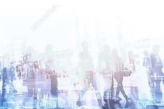 Corporate business company background, abstract crowd of people