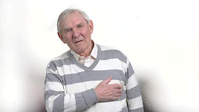 Old man with painful feelings in chest.