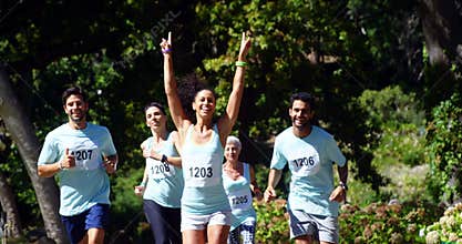 Female athlete winning the marathon race 4k