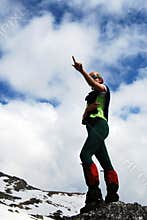 Girl indicating direction