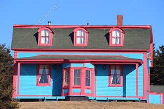 Brightly colored change rooms sheds