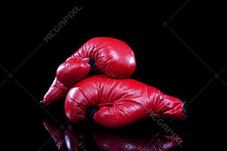 Pair of Red boxing Gloves on Black