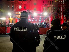 German policemen Polizei at work