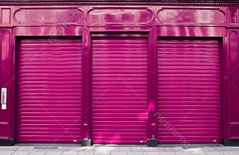 Business closure abstract with purple shop facade