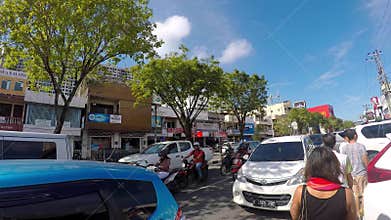 Buisy city road on Borneo island, Indonesia