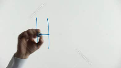 H2O formula written on glass, basic chemistry lesson about molecule of water