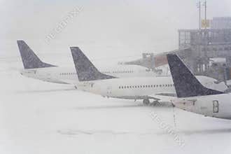 Blizzard on an international airport