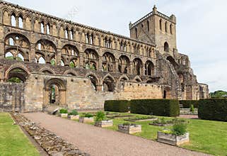 View at ruins of Jedburgh abbey in Scottish borders.