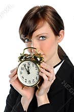 Businesswoman Holfing Alarm Clock