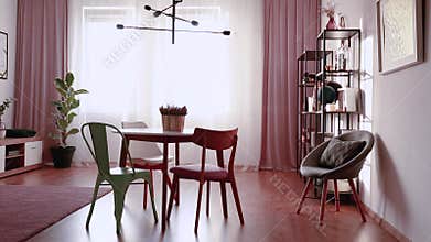 Close-up of green jug, tea cup and cookies placed on table in th