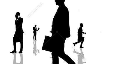 Animation with business people silhouettes moving towards the camera. Seamlessly loopable animation.