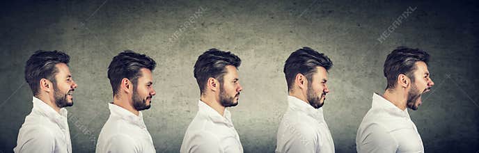Collage of man showing various emotions