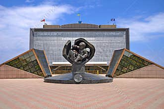 Baby boy sculpture. The world`s largest figure of the baby. The height is four meters. Made of bronze.