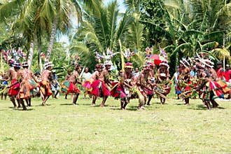 Women`s hula dance ceremony, Kopar, Papua New Guinea. Impressive traditional dance ceremony