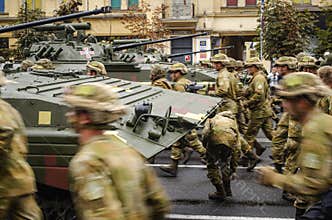 Ukraine, Kiev, August 24, 2016. Military parade dedicated to the Independence Day of Ukraine.