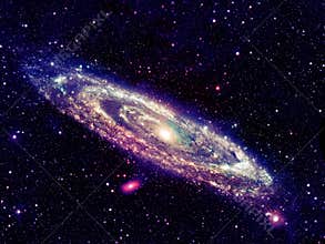 Glowing spiral galaxy in space