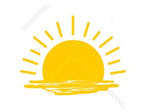 Sun logo icon.Rising sun illustration.