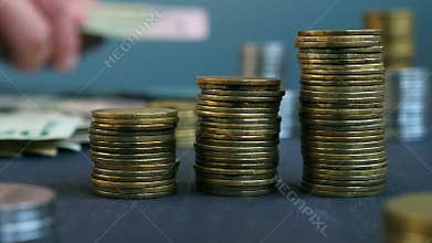 Man counting dollar bills. Savings and wealth.