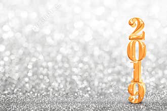 2019 golden new years 3d rendering at abstract sparkling bright