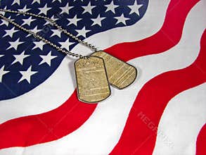 flag with constitution on dog tags