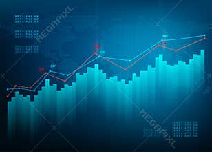 Finance chart. Stock graph market. Growth business blue vector background. Bond data online bank