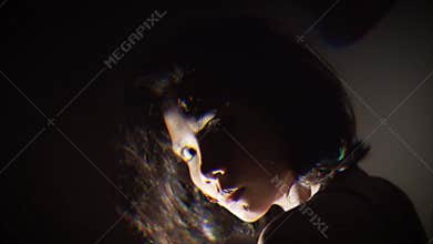 Creepy zombie woman with wounds on face