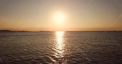 Exotic aerial seascape on sunset time