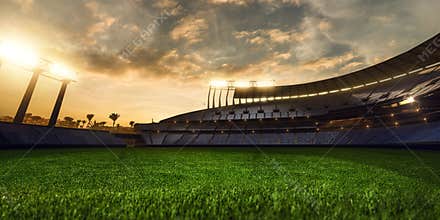 3d render emptry stadium evening