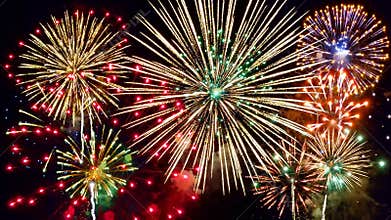 Fireworks in Night Sky
