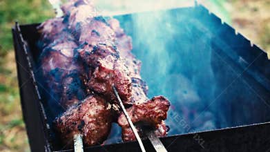 Roasting meat barbecue on the grill