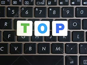 Word Top on keyboard background