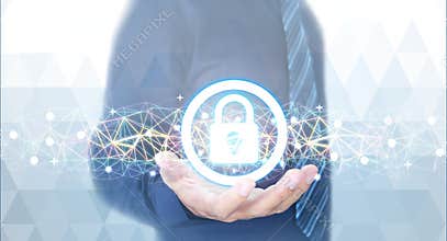 Lock for protection of the network in the hands of a businessman