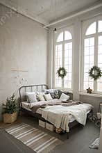 Bedroom decorated for Christmas