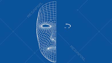 Digital lines create face shape, digital concept