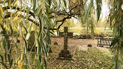Grave Yard Cross Tombstone Representing Christian Religion Burial