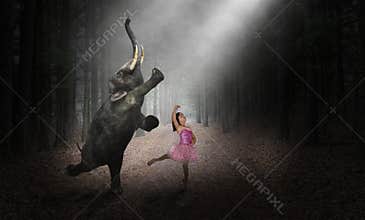 Dancing Elephant, Ballerina Dancer, Girl, Nature