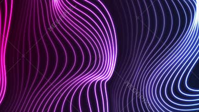 Blue ultraviolet neon curved wavy lines video animation