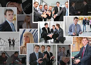 Collection of business photos with people, collage