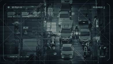 CCTV Busy Street At Night In Asian City