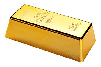 Gold bar isolated with clipping path