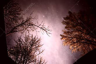 Beautiful Winter Sky with stars natural background