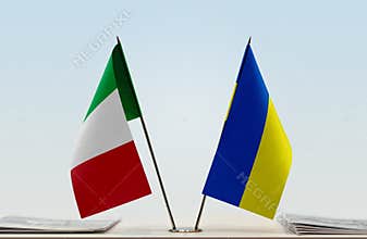 Flags of Italy and Ukraine
