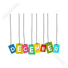 December hanging words vector, colourful words vector