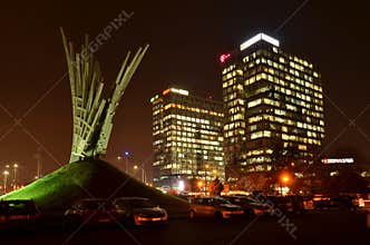 Bucharest modern architecture at night