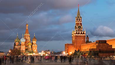 Night hyperlapse of Red Square, Moscow