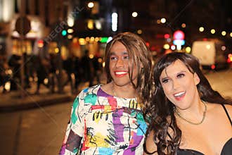 Two gorgeous transgender women outdoors