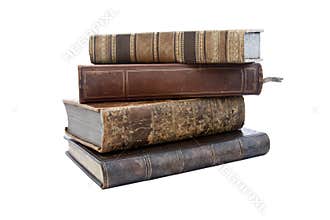 STACK OF OLD ANTIQUE BOOKS