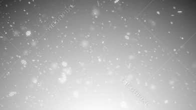 Christmas falling magic snow on a white background. Winter storm illustration with snowflakes.